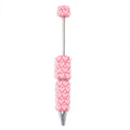 Cute Flocked Heart Beaded Ballpoint Pens, Korean-Style DIY Pearl Pens with Polymer Clay Beads for Girls and Craft Lovers