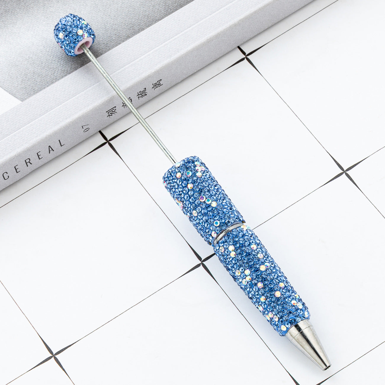 Colorful DIY Rhinestone Beaded Ballpoint Pens, Handmade Sparkly Plastic Bead Pens for Girls and Craft Projects