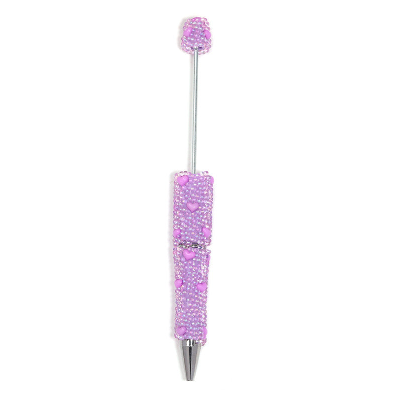 Cute Heart Bubble Beaded Ballpoint Pens, Sparkly Rhinestone Bead Pens with Fashionable DIY Beads for Girls and Craft Lovers