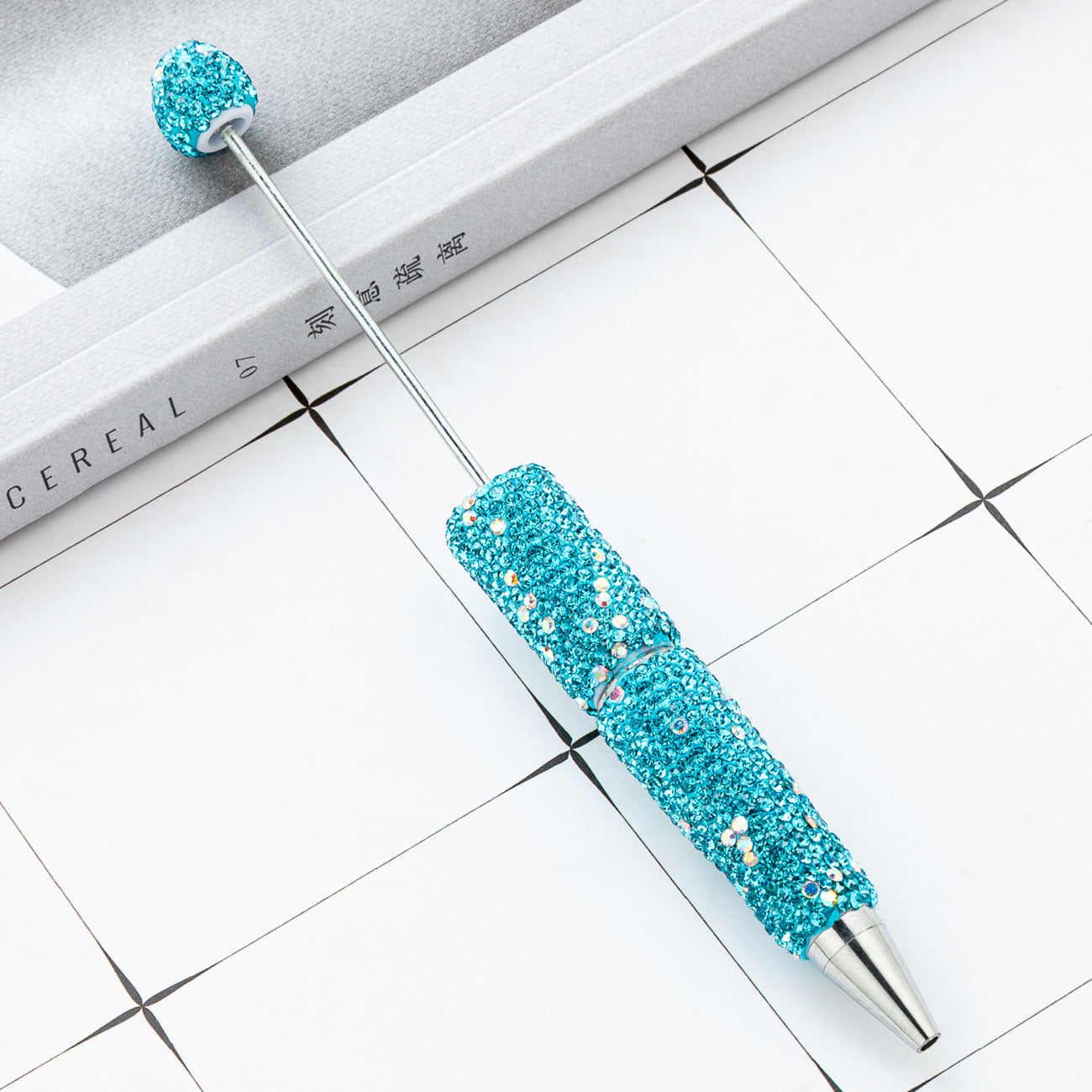 Colorful DIY Rhinestone Beaded Ballpoint Pens, Handmade Sparkly Plastic Bead Pens for Girls and Craft Projects