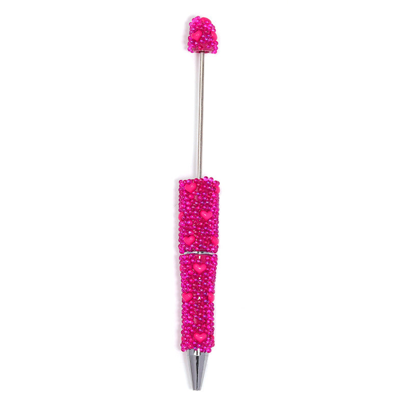 Cute Heart Bubble Beaded Ballpoint Pens, Sparkly Rhinestone Bead Pens with Fashionable DIY Beads for Girls and Craft Lovers