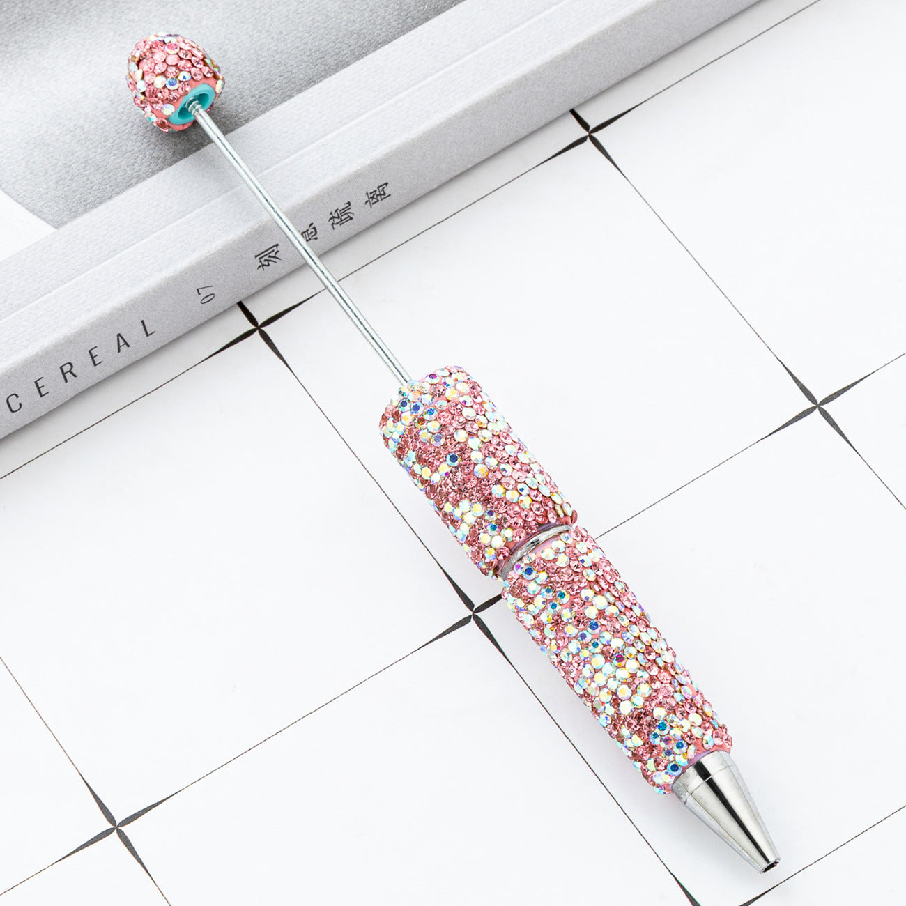 Colorful DIY Rhinestone Beaded Ballpoint Pens, Handmade Sparkly Plastic Bead Pens for Girls and Craft Projects