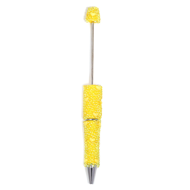 Cute Heart Bubble Beaded Ballpoint Pens, Sparkly Rhinestone Bead Pens with Fashionable DIY Beads for Girls and Craft Lovers